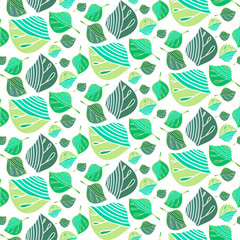 Leaves spring seamless pattern. Abstract vector background
