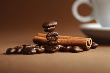 Coffee beans and cinnamon