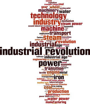 Industrial revolution word cloud concept. Vector illustration