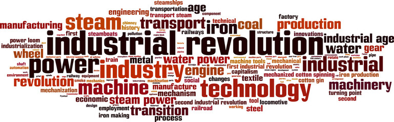 Industrial revolution word cloud concept. Vector illustration