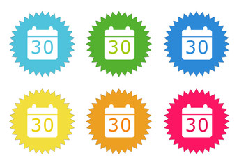 Set of colorful sticker icons with calendar symbol