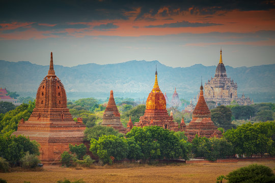 Many temples in Bagan Area , Myanmar.