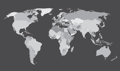 Obraz na płótnie Canvas World map countries white outline gray EPS10 vector
