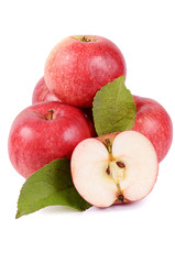Red fresh apples isolated on white background