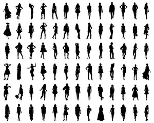 Black silhouettes of fashion, vector
