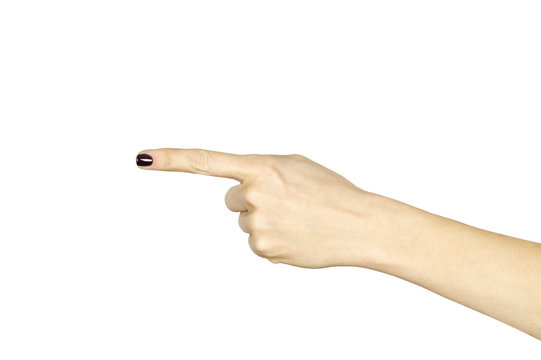 Female Hand With Index Finger Isolated Over White