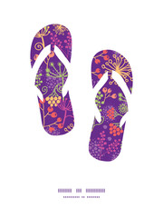 Vector colorful garden plants flip flops silhouettes pattern