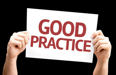 Good Practice card isolated on black background