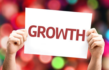 Growth card with colorful background with defocused lights