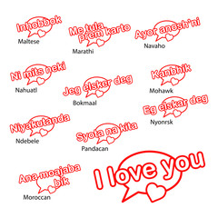 Fototapeta na wymiar word i love you in different languages, love concept