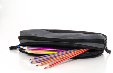 Colored pencils in a pencil case