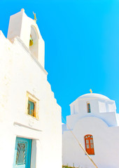 white churches in Chora the capital of Amorgos island in Greece
