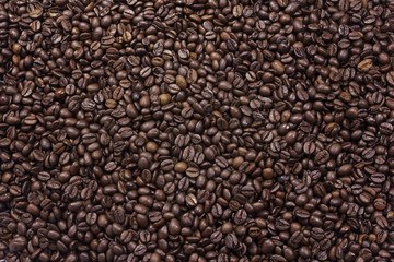 Background texture of roasted coffee beans