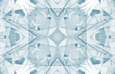 Square digital geometric 3d kaleidoscope pattern