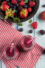 Fototapeta na wymiar Homemade berries smoothie