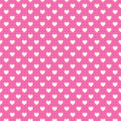 Heart shape vector seamless pattern. Pink and white colors