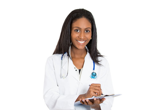 Portrait confident female doctor medical professional