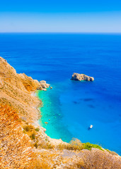 Aerial view from Hozoviotissa monastery in Amorgos island Greece