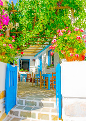 Fototapeta na wymiar beautiful restaurant in Langada in Amorgos island Greece