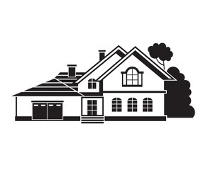 monochrome illustration of private house