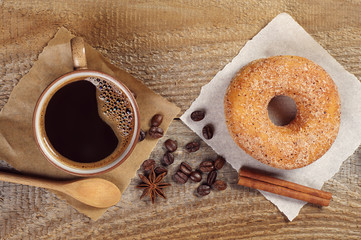 Donut and coffee cup