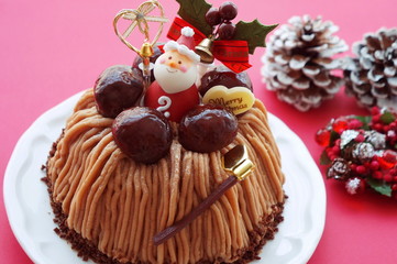 Christmas cake with chestnut cream