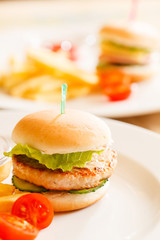 burger with french fries