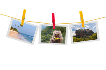 Three photos of Sri Lanka on clothesline