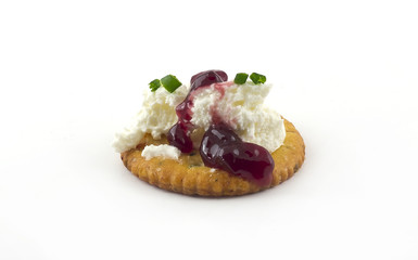 Crackers with Cream Cheese Grape Jelly and Chives