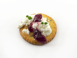 Crackers with Cream Cheese Grape Jelly and Chives