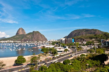 View of Sugarloaf Mountain from Botafogo Mall in Rio de Janeiro