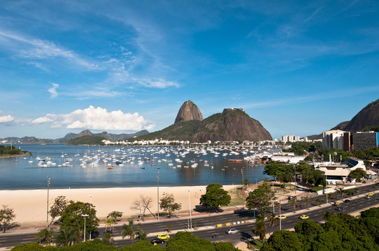 View of Sugarloaf Mountain from Botafogo Mall in Rio de Janeiro