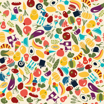 Vector Pattern  Food and beverages  background