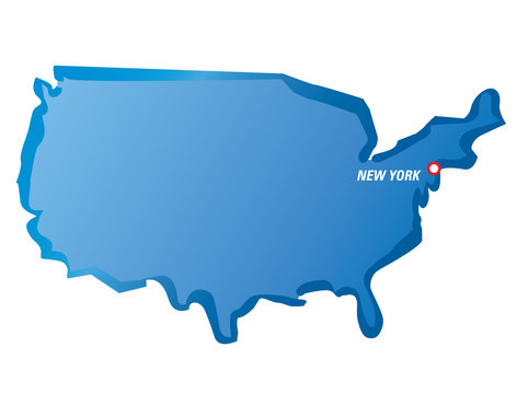 Vector map of USA and New York