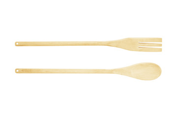 wooden kitchen spoons on white background