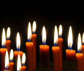 candle on the black background