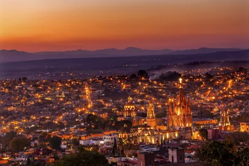 Fotobehang San Miguel de Allende Mexico Miramar Uitzicht op zonsondergang Parroquia © Bill Perry