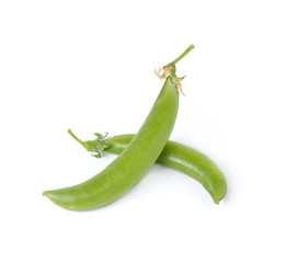 fresh green peas isolated on a white background.
