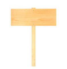 Wooden sign isolated on white background.
