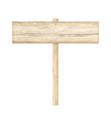 Wooden sign isolated on white background.