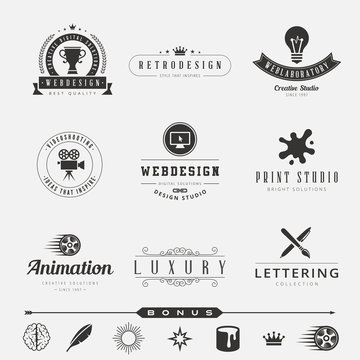 Retro Vintage Labels Hipster Logo design typography