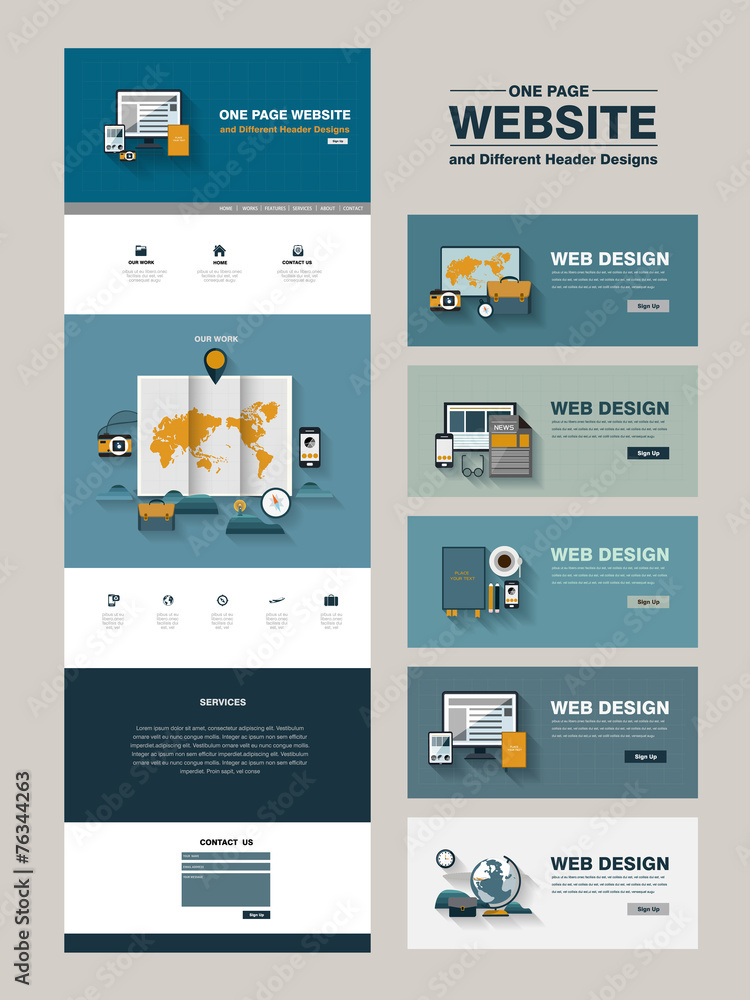 Canvas Prints simplicity one page website design template
