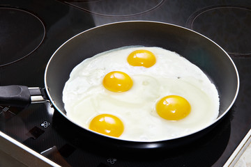 Fried eggs close up