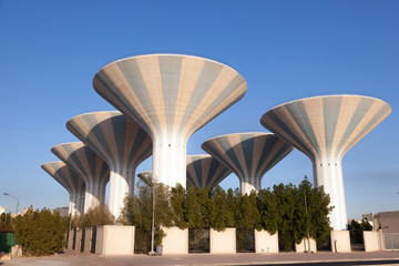 Water towers in Kuwait, Middle East - obrazy, fototapety, plakaty