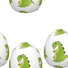 Fototapeta premium Easter eggs with cartoon dinosaur