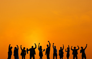 Business People Celebration Success Arms Raised Concept