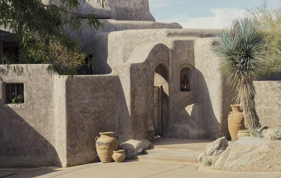 Example of desert stucco facade Southwest,USA