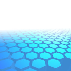 Hexagon tile perspective blue background