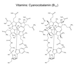 Chemical formula of vitamin B12 - cyanocobalamin