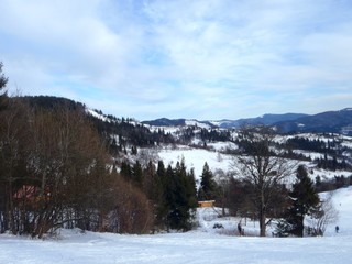 Winter Carpathian mountains